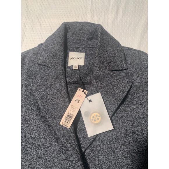 NIC+ZOE Textured Knit Editor BlazerJacket Black Sz PS - Picture 4 of 8